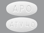 Atorvastatin Calcium: This is a Tablet imprinted with APO on the front, ATV 40 on the back.