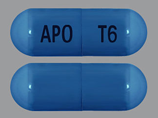 This is a Capsule imprinted with APO on the front, T6 on the back.