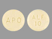 Alfuzosin Hcl Er: Esto es un Tableta LP 24 Hr amarillo redondo imprimido con APO en la parte delantera, ALF  10 en la parte posterior, y es fabricado por APOTEX CORP.