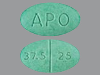 This is a Tablet imprinted with 37.5 25 on the front, APO on the back.