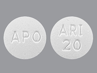 This is a Tablet imprinted with ARI  20 on the front, APO on the back.