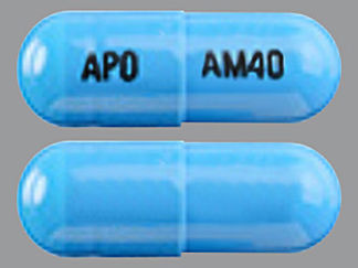 This is a Capsule imprinted with APO on the front, AM40 on the back.