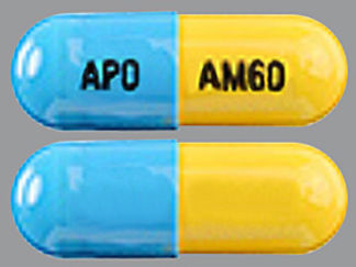 This is a Capsule imprinted with APO on the front, AM60 on the back.