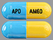 Atomoxetine Hcl: This is a Capsule imprinted with APO on the front, AM60 on the back.