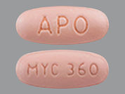 Mycophenolic Acid: This is a Tablet Dr imprinted with APO on the front, MYC 360 on the back.