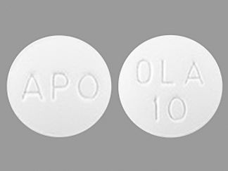 This is a Tablet imprinted with APO on the front, OLA  10 on the back.