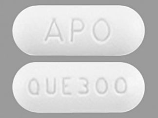Esto es un Tableta imprimido con APO en la parte delantera, QUE 300 en la parte posterior, y es fabricado por None.