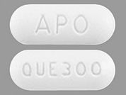 Quetiapine Fumarate: This is a Tablet imprinted with APO on the front, QUE 300 on the back.