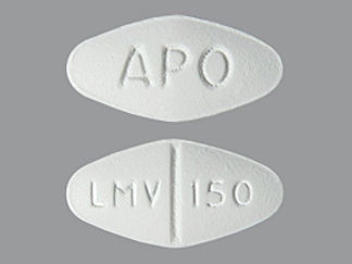 This is a Tablet imprinted with APO on the front, LMV 150 on the back.