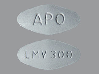 This is a Tablet imprinted with APO on the front, LMV 300 on the back.
