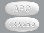 Tranexamic Acid: Esto es un Tableta blanco oval imprimido con TRA650 en la parte delantera, APO en la parte posterior, y es fabricado por APOTEX CORP.