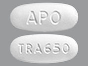 Tranexamic Acid: This is a Tablet imprinted with TRA650 on the front, APO on the back.