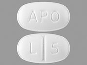 Levocetirizine Dihydrochloride: This is a Tablet imprinted with APO on the front, L 5 on the back.
