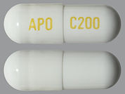 Celecoxib: This is a Capsule imprinted with APO on the front, C200 on the back.