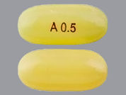 Dutasteride: This is a Capsule imprinted with A 0.5 on the front, nothing on the back.