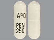 Penicillamine: This is a Capsule imprinted with APO on the front, PEN  250 on the back.