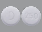 Daliresp: This is a Tablet imprinted with D on the front, 250 on the back.