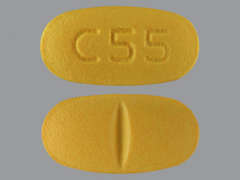 This is a Tablet imprinted with C55 on the front, nothing on the back.