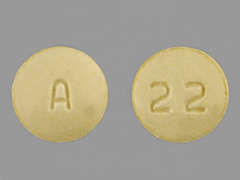 Esto es un Tableta amarillo claro redondo imprimido con A en la parte delantera, 22 en la parte posterior, y es fabricado por AUROBINDO PHARM.