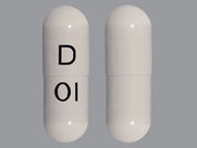 Zidovudine: Esto es un Cápsula imprimido con D en la parte delantera, 01 en la parte posterior, y es fabricado por None.