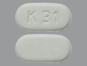Ezetimibe: This is a Tablet imprinted with K 31 on the front, nothing on the back.