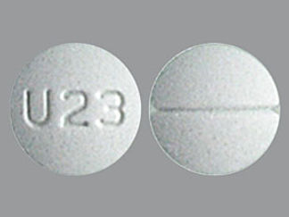 This is a Tablet imprinted with U23 on the front, nothing on the back.