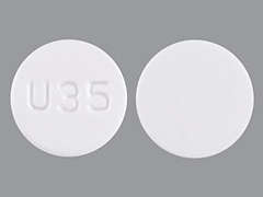 This is a Tablet imprinted with U35 on the front, nothing on the back.