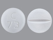 Metoprolol Tartrate: Esto es un Tableta imprimido con C  73 en la parte delantera, nada en la parte posterior, y es fabricado por None.