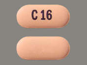 Cefprozil: Esto es un Tableta naranja oblongo imprimido con C 16 en la parte delantera, nada en la parte posterior, y es fabricado por RISING PHARM.