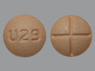 This is a Tablet imprinted with U29 on the front, nothing on the back.