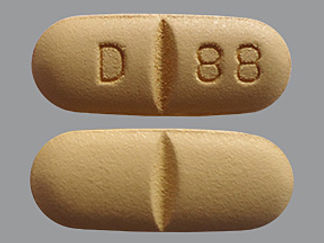 This is a Tablet imprinted with D 88 on the front, nothing on the back.