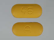 Glyburide-Metformin Hcl: Esto es un Tableta amarillo oblongo imprimido con A en la parte delantera, 46 en la parte posterior, y es fabricado por RISING PHARM.
