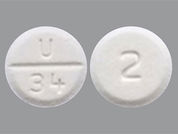 Lorazepam: This is a Tablet imprinted with U  34 on the front, 2 on the back.
