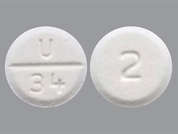 Lorazepam: Esto es un Tableta imprimido con U  34 en la parte delantera, 2 en la parte posterior.