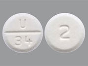 Lorazepam: Esto es un Tableta imprimido con U  34 en la parte delantera, 2 en la parte posterior, y es fabricado por None.