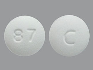 This is a Tablet imprinted with C on the front, 87 on the back.