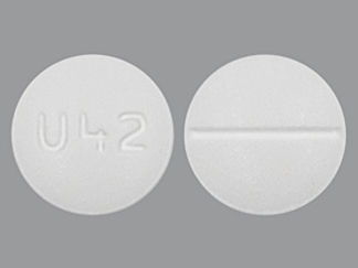 This is a Tablet imprinted with U42 on the front, nothing on the back.