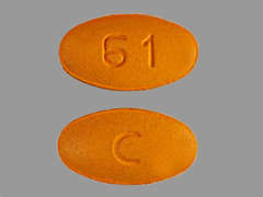Esto es un Tableta light yellow-orange elíptico imprimido con C en la parte delantera, 61 en la parte posterior, y es fabricado por NORTHSTAR RX LL.