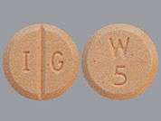 Warfarin Sodium: Esto es un Tableta imprimido con I G en la parte delantera, W  5 en la parte posterior, y es fabricado por None.