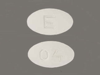 This is a Tablet imprinted with E on the front, 04 on the back.