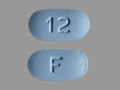 This is a blue oblong Tablet imprinted with F on the front, 12 on the back, and is manufactured by NORTHSTAR RX LL.