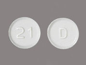 Atenolol: This is a Tablet imprinted with D on the front, 21 on the back.