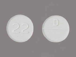 This is a Tablet imprinted with D on the front, 22 on the back.