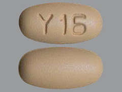 This is a light brownish-orange oval Tablet imprinted with Y 16 on the front, nothing on the back, and is manufactured by AUROBINDO PHARM.