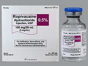 Ropivacaine Hcl-Ns: This is a colorless Vial imprinted with nothing on the front, nothing on the back, and is manufactured by EUGIA US LLC.