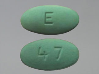 This is a Tablet imprinted with E on the front, 47 on the back.