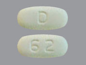 Clarithromycin: Esto es un Tableta imprimido con D en la parte delantera, 62 en la parte posterior, y es fabricado por None.