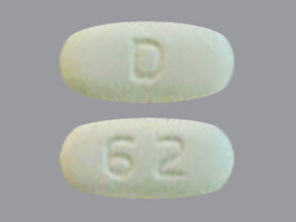 This is a Tablet imprinted with D on the front, 62 on the back.