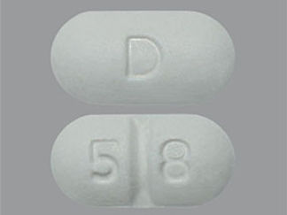 This is a Tablet imprinted with D on the front, 5 8 on the back.