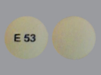 This is a Tablet imprinted with E 53 on the front, nothing on the back.